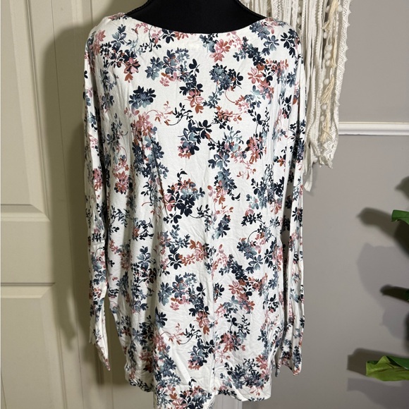 J. Jill Tops - J. Jill Floral Blouse - White, Pink, and Blue